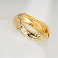 Polished gold wide cuff bracelet with a minimalist irregular streamlined wavy design - Streamlined Wavy Wide Hinged Bangle (SL266) / Gold