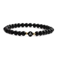Bracciale minimalista in pietra nera con dettagli dorati e ciondolo a cuore lettera A - Perlina in Rame Dorato Lettera A