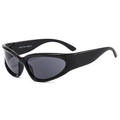 Lunettes de soleil de sport rétro œil-de-chat noires avec protection UV400 et design épuré - Monture Noire Verres Noir Gris