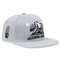 Dettaglio del ricamo California Republic e graffio su cappello da baseball grigio - Ricamo Orso California Republic / Grigio