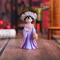 Traditional purple Hanfu girl doll figurine with floral crown and a small basket - 1218-3B Mini Flower Basket