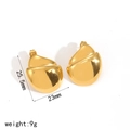 Polished 18k gold plated stainless steel teardrop stud earrings in minimalist style - Gold Water Drop Leaf Style (TE60074-G)