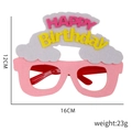 Pink felt Happy Birthday party glasses featuring white clouds and colorful festive lettering - Pink Letter Style