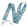 Cordino con motivo occhio turco blu, chiusura a moschettone in metallo e fettuccia - YZ645-8 (Cordino)