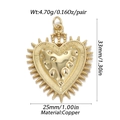 Vintage golden heart pendant with sunburst texture and copper finish DIY accessory - Ysn014-08 / 18K Gold