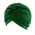 Eleganter smaragdgrüner Falten-Turban für Damen mit weicher, gestrickter Textur - Einheitsgröße / Dunkelgrün