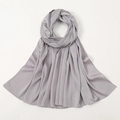 Dark grey silk-feel bubble satin hijab scarf for women with fine edge stitching - Silver Gray