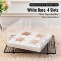 Clear plastic cupcake box with 4-cavity white tray insert 18x18x10cm for bakery - 4-Slot Standard Cake Box (10 Pcs)