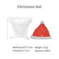 Christmas hat silicone candle mold with finished red hat and product dimensions - Christmas Hat / White Semi-Transparent