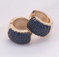 Orecchini a cerchio quadrati in oro rosa con pavé di pietre blu scuro - Placcato Oro Blu Reale Zircone