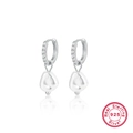 S925 Sterling Silber Creolen mit schimmernden Diamanten und Barockperlen - 925er Silber / Silber