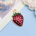 Cute strawberry alloy enamel charm pendant with gold plating for DIY jewelry - 1 Piece/Pack (10x16mm)