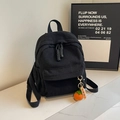 Black corduroy mini backpack for women featuring a persimmon lucky charm pendant - With Pendant / Black