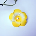 Yellow and white gradient plumeria hair clip with a pearl center on a white background - Yellow Flower Head + Pearl [4cm]