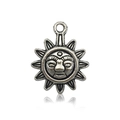 Antique silver sun-shaped zinc alloy charm with vintage finish and hanging ring - Sun 16x20mm