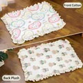 Thickened double-sided pet mat with cartoon dog print and beige ruffle edges - Upgrade Ruffle Mat Beige