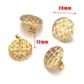 Golden 20mm round textured stud earrings findings with woven metal pattern and 12mm post - Style 11 / 18K Gold