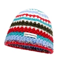 Rainbow striped knit beanie featuring Love Fashion label and colorful fringe accents - M (56-58cm) / Colorful 2