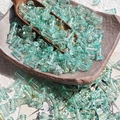 Light green transparent 6x12mm bamboo-shaped glass beads with gold foil inclusions - Transparent Cyan Blue (Brushed 6x12mm)