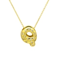 Detailed view of gold plated balloon letter Q pendant with cubic zirconia inlay details - Letter Q / Gold