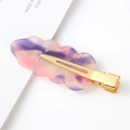 Macro view of purple and pink gradient acetate hair clip with gold glitter and metal base - 9# Pink Purple Gradient Cloud / 6.2cm