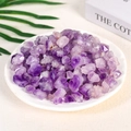 Natural purple amethyst crystal stone chips displayed in a white round ceramic plate - Amethyst Flower (0.5-1.5cm) 100g