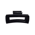 Detail of a large 10.5cm glossy black rectangular hair claw clip with strong spring - #17 Glossy Black