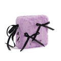Macro shot of purple plush photocard binder with ballet style black ribbon and embroidery - Album Shell (Without Inner Pages) / Purple
