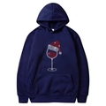Navy blue Christmas hoodie with wine glass graphic and sparkly rhinestone print - S / Tops / Navy Blue - Rhinestone Christmas Wine Glass (59)
