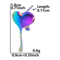 Detail showing 304 stainless steel heart earrings dimensions: 1.8cm height and 0.9cm width - Melted Liquid Heart / Colorful