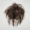 Messy fluffy dark brown synthetic fiber hair bun extension on a white background - Deep Brown (M4#)