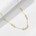 Collana classica in argento sterling 925 placcato oro con zirconi tondi a castone - Argento 925 / Oro