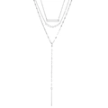 Dettaglio della collana a strati in acciaio inossidabile argento con pendenti e perle - Color Acciaio