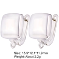 Detailed view of geometric copper zircon earring findings with dimensions 15.9x12.1mm - Silver Square (Style 13)