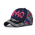 Berretto hip hop con corona blu navy, visiera nera e ricamo SWAG multicolore - Regolabile / SWAG Rosa