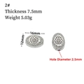 Retro 16mm Tibetan silver oval spacer bead with embossed flower for DIY jewelry making - 2# (Flower Oval)