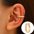Gold plated U-shape ear cuff with white zircon stones for non-pierced ears - KC Gold - U-Shape Diamond Design (DZ-962)