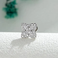 Silver flower cartilage stud earring with cubic zirconia stones on white texture - A1093-Rhombus (Single Piece)