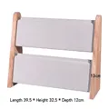 Two-tier wooden jewelry display stand with beige velvet lining for necklace storage - Slanted Double Row (Foldable) / Beige