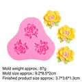 Moule rose en silicone avec trois cavités pour savon et décorations de chocolat - 9# Rose (B1114) / Rose