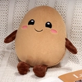 Portachiavi peluche patata carina in velluto marrone con guance rosa e ricami neri - Cuoio / Ciondolo 13cm