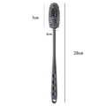 Grey long handle silicone bottle brush with 28cm total length for deep cleaning - Gray / Bulk Packaging