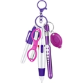 6-piece purple nurse stationery set with LED flashlight, folding scissors and ballpoint pens - Purple