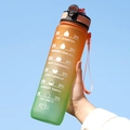 32oz orange to green gradient sports water bottle with motivational time markers - 1000ml / Orange Green