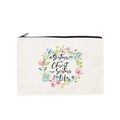 White canvas pouch with floral wreath and 'Sisters in Christ' print for storage - Sisters in Christ 5
