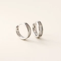 Minimalistische S925 Sterling Silber Creolen mit Einlage aus weißem Naturperlmutt - 925er Silber / Weißgold