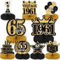 65th birthday table centerpieces in black and rose gold for 1961 anniversary party - 65th Birthday Style / 9 Pieces Set / Black Gold