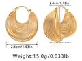 Detail view of 18K gold plated multi-layer hoop earrings with dimensions and weight specs - Multi-Layer Wide Hoop Style (KE1179) / 18K Gold