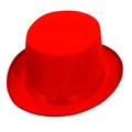 Classic red felt top hat with matching satin ribbon for magic shows and performances - One Size / 13cm Height / Red