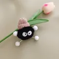 Accessorio per scarpe in peluche nero con cappello rosa per decorazione lacci DIY - Senza fibbia / Nero